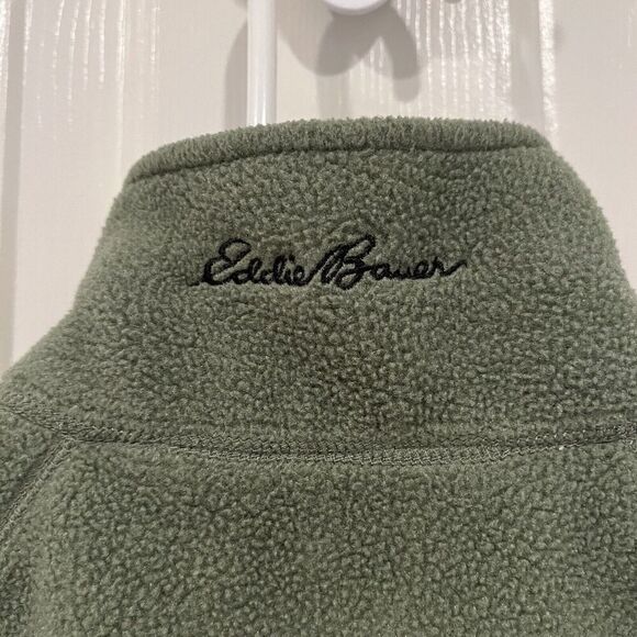 Eddie Bauer Vest Mens Medium Green Full Zip Fleece Polartec Mock Neck Outdoor - Picture 3 of 8